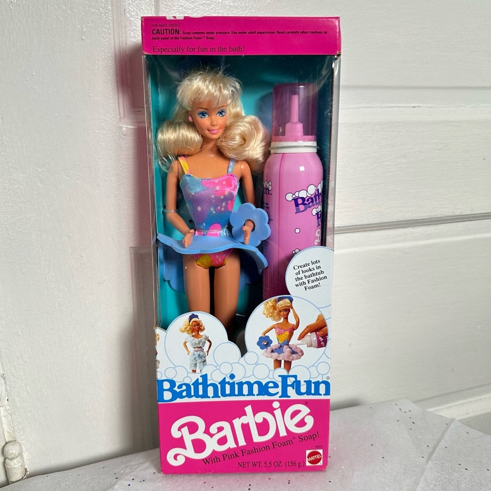 Bathtime Fun Barbie Doll Pink Fashion Foam Soap 1990‎ Mattel NIB Vintage